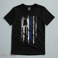 Alabama Cop Thin Blue Line Leo Police American Flag T-Shirt thumb 5