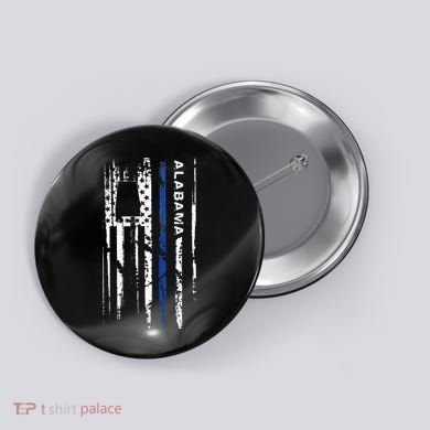 Alabama Cop Thin Blue Line Leo Police American Flag Button