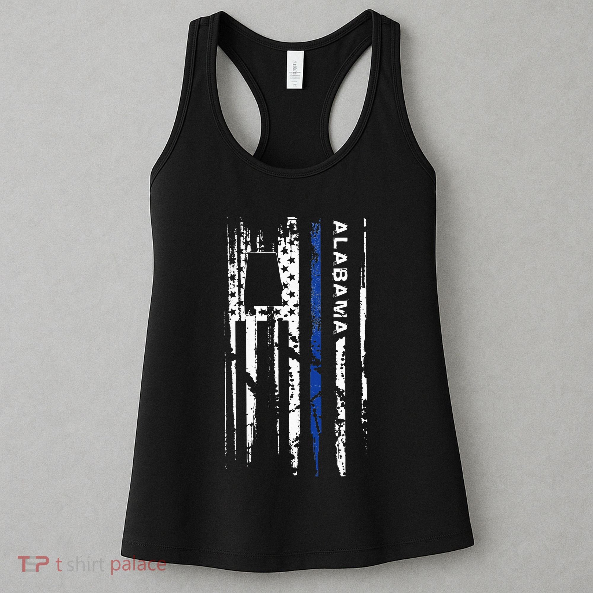 Alabama Cop Thin Blue Line Leo Police American Flag Women's Tank Top