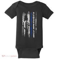 Alabama Cop Thin Blue Line Leo Police American Flag Baby Bodysuit thumb 0