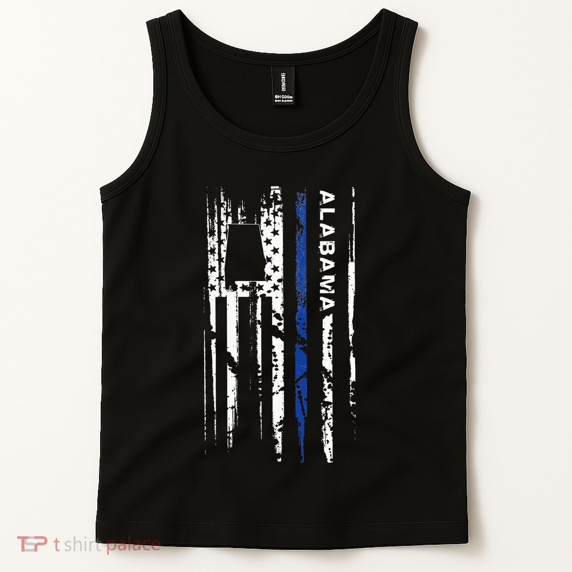 Alabama Cop Thin Blue Line Leo Police American Flag Tank Top