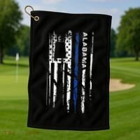 Alabama Cop Thin Blue Line Leo Police American Flag Golf Towel thumb 1