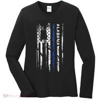 Alabama Cop Thin Blue Line Leo Police American Flag Women's Long Sleeve Shirt thumb 0