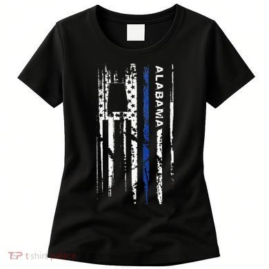 Alabama Cop Thin Blue Line Leo Police American Flag Women's T-Shirt