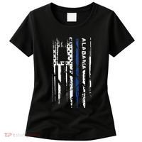 Alabama Cop Thin Blue Line Leo Police American Flag Women's T-Shirt thumb 0