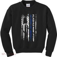 Alabama Cop Thin Blue Line Leo Police American Flag Kids Sweatshirt thumb 0