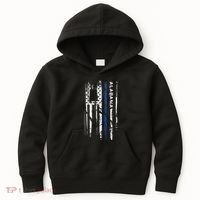 Alabama Cop Thin Blue Line Leo Police American Flag Kids Hoodie thumb 0