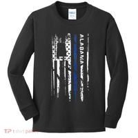 Alabama Cop Thin Blue Line Leo Police American Flag Kids Long Sleeve Shirt thumb 0