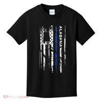 Alabama Cop Thin Blue Line Leo Police American Flag Kids T-Shirt thumb 0