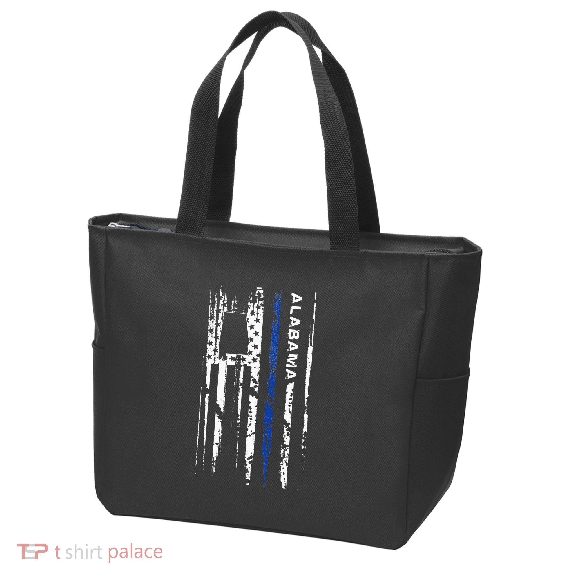 Alabama Cop Thin Blue Line Leo Police American Flag Tote Bag