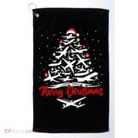 Airplane Christmas Tree Great Funny Gift Golf Towel thumb 0