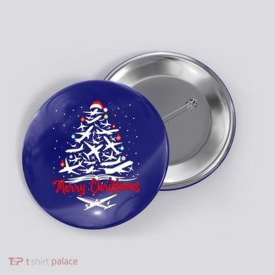 Airplane Christmas Tree Great Funny Gift Button