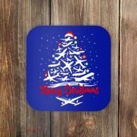 Airplane Christmas Tree Great Funny Gift Coaster thumb 0
