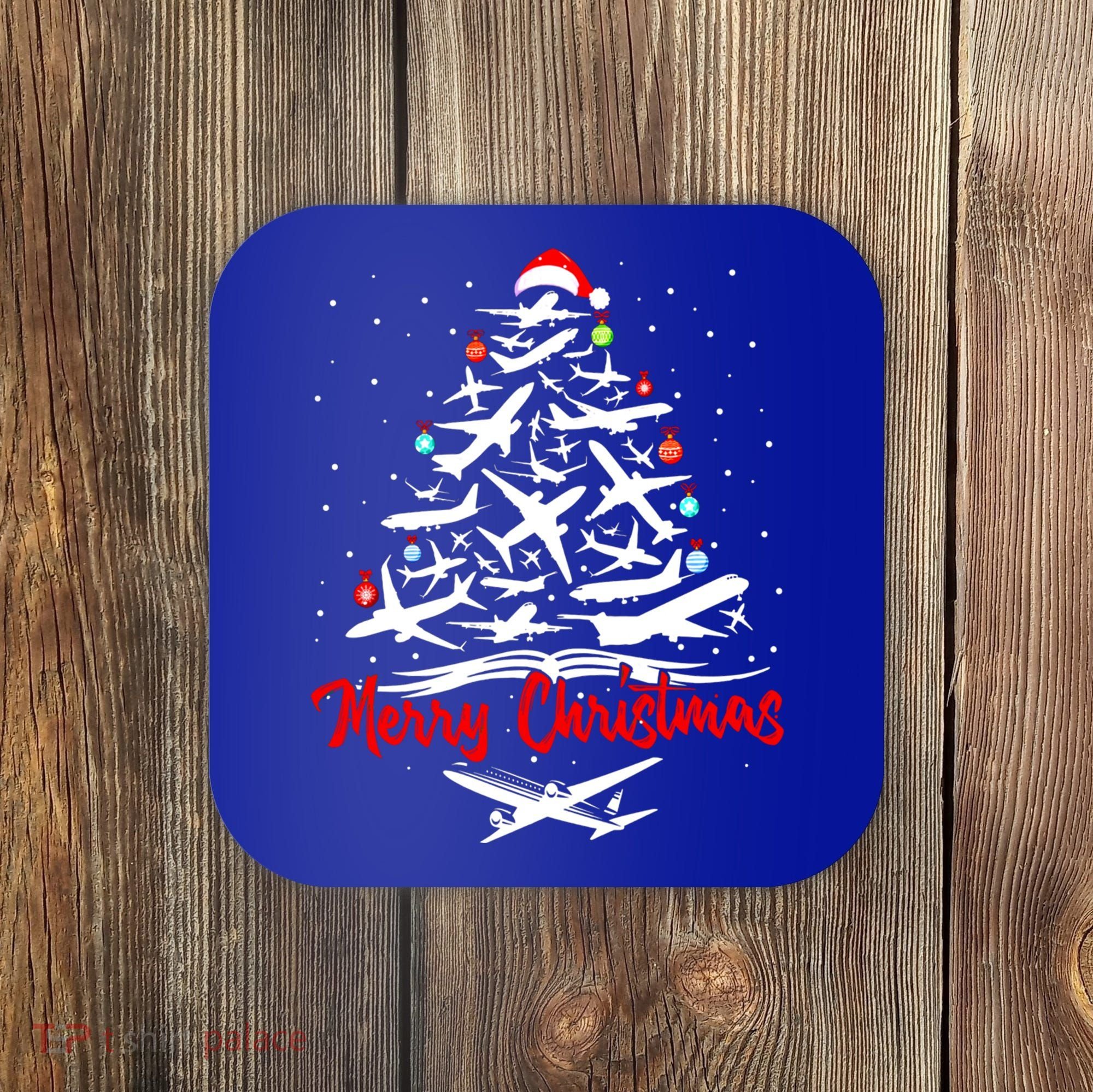 Airplane Christmas Tree Great Funny Gift Coaster