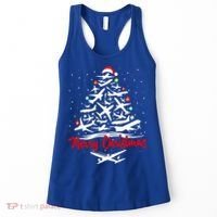 Airplane Christmas Tree Great Funny Gift Women's Tank Top thumb 0