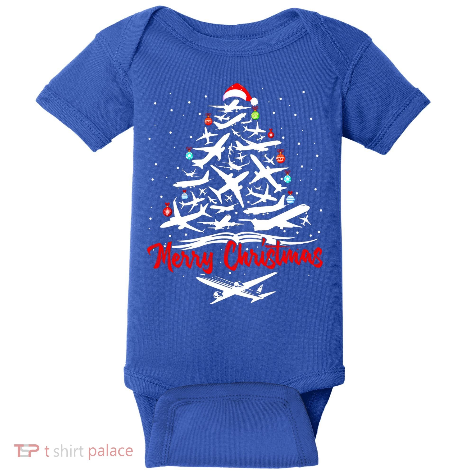 Airplane Christmas Tree Great Funny Gift Baby Bodysuit