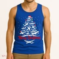 Airplane Christmas Tree Great Funny Gift Tank Top thumb 3