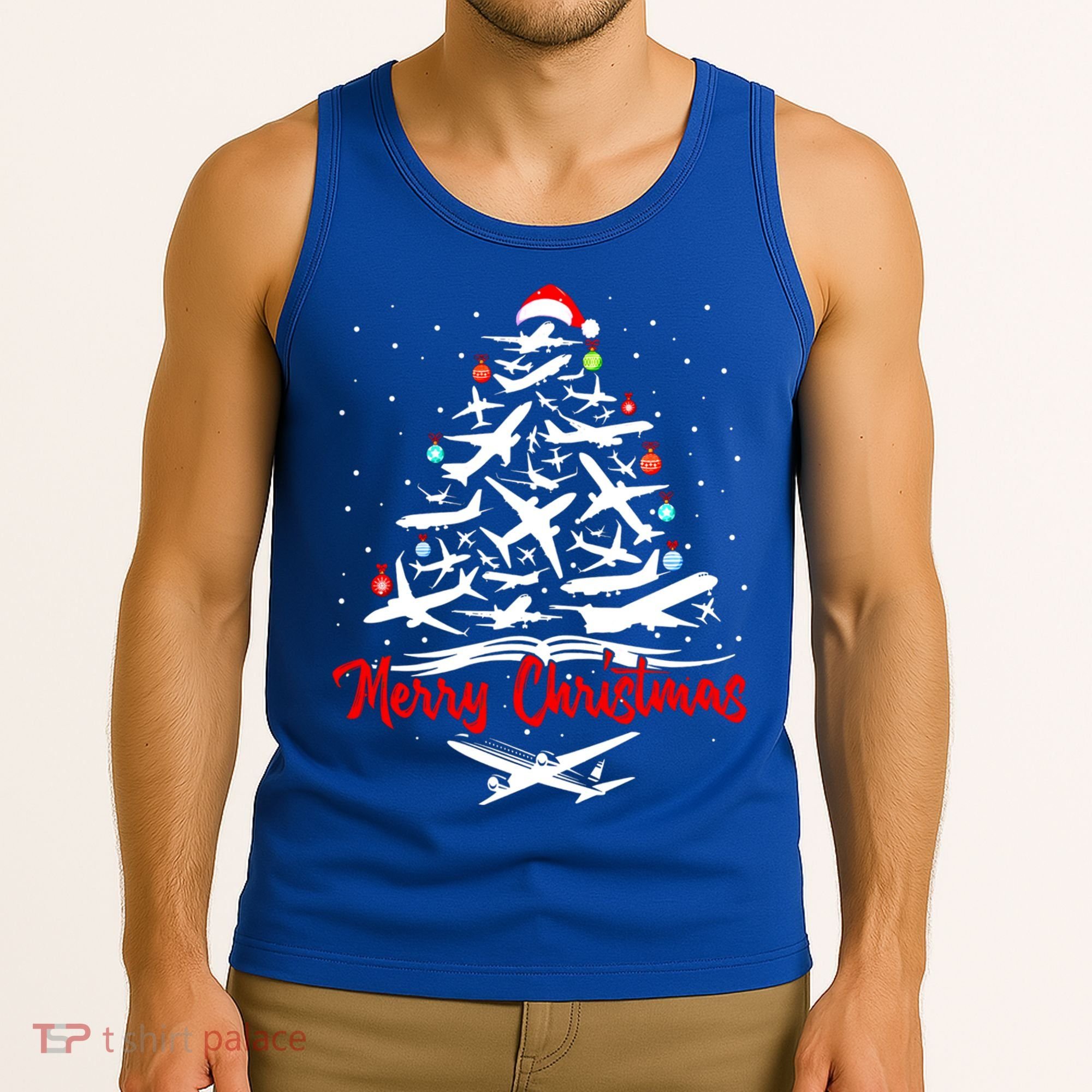 Airplane Christmas Tree Great Funny Gift Tank Top