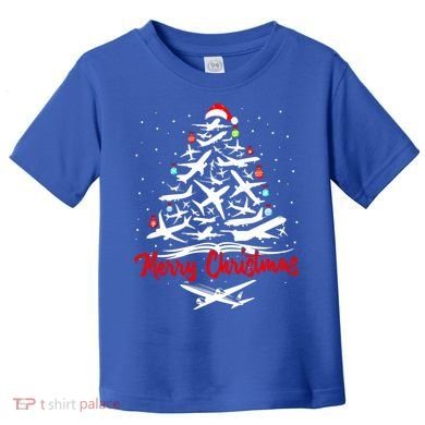 Airplane Christmas Tree Great Funny Gift Toddler T-Shirt