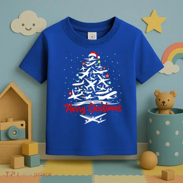 Airplane Christmas Tree Great Funny Gift Toddler T-Shirt