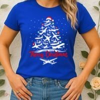 Airplane Christmas Tree Great Funny Gift Women's T-Shirt thumb 2