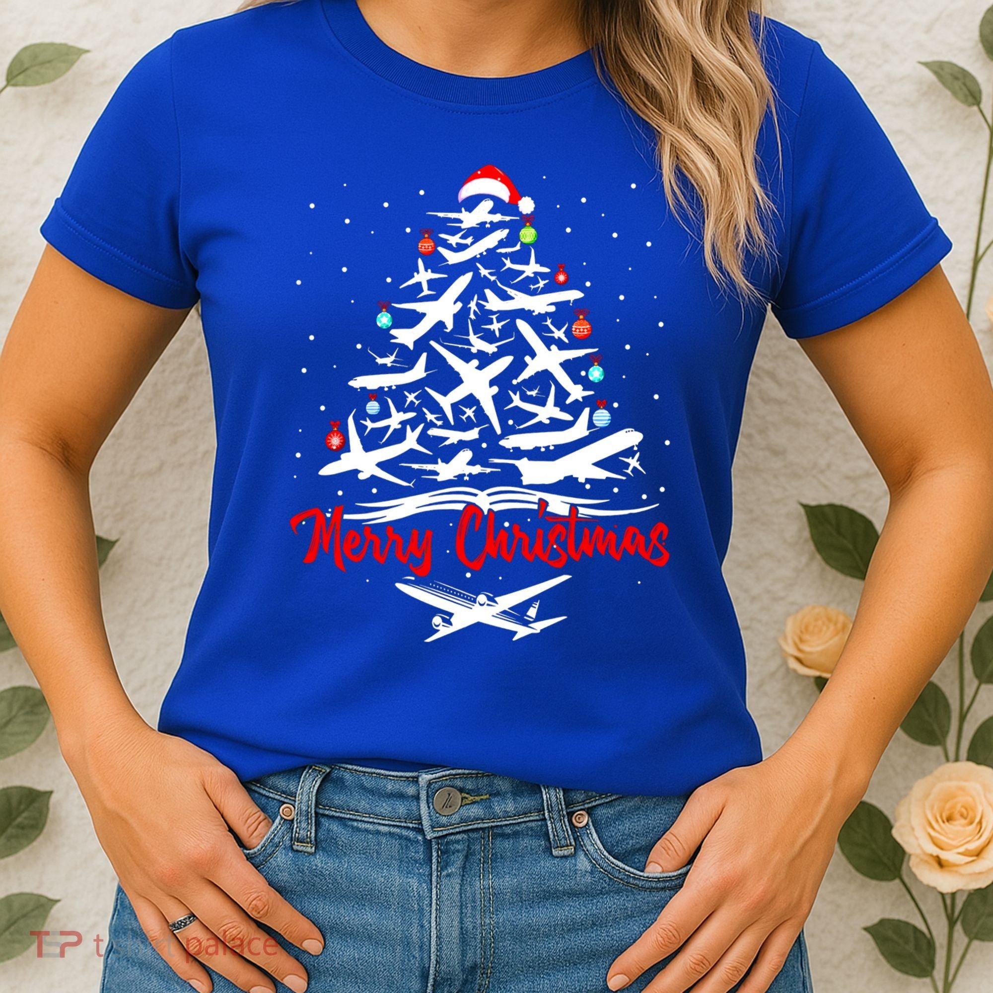 Airplane Christmas Tree Great Funny Gift Women's T-Shirt