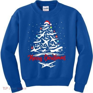 Airplane Christmas Tree Great Funny Gift Kids Sweatshirt