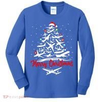 Airplane Christmas Tree Great Funny Gift Kids Long Sleeve Shirt thumb 0