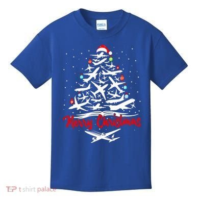 Airplane Christmas Tree Great Funny Gift Kids T-Shirt