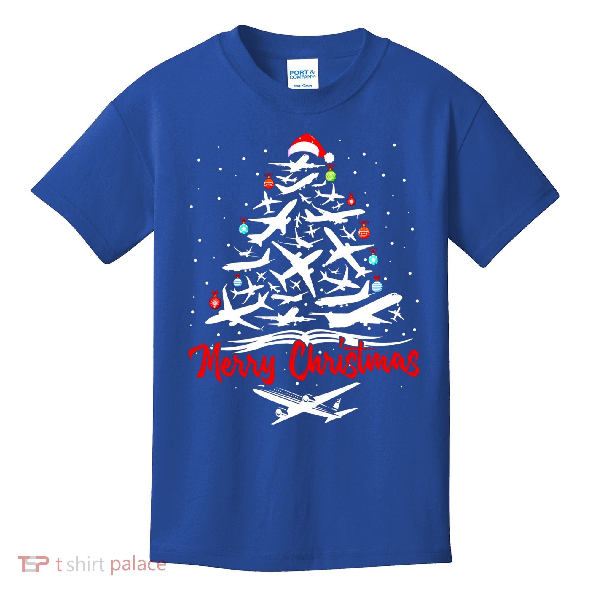 Airplane Christmas Tree Great Funny Gift Kids T-Shirt