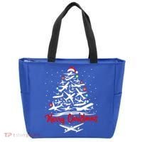 Airplane Christmas Tree Great Funny Gift Tote Bag thumb 0