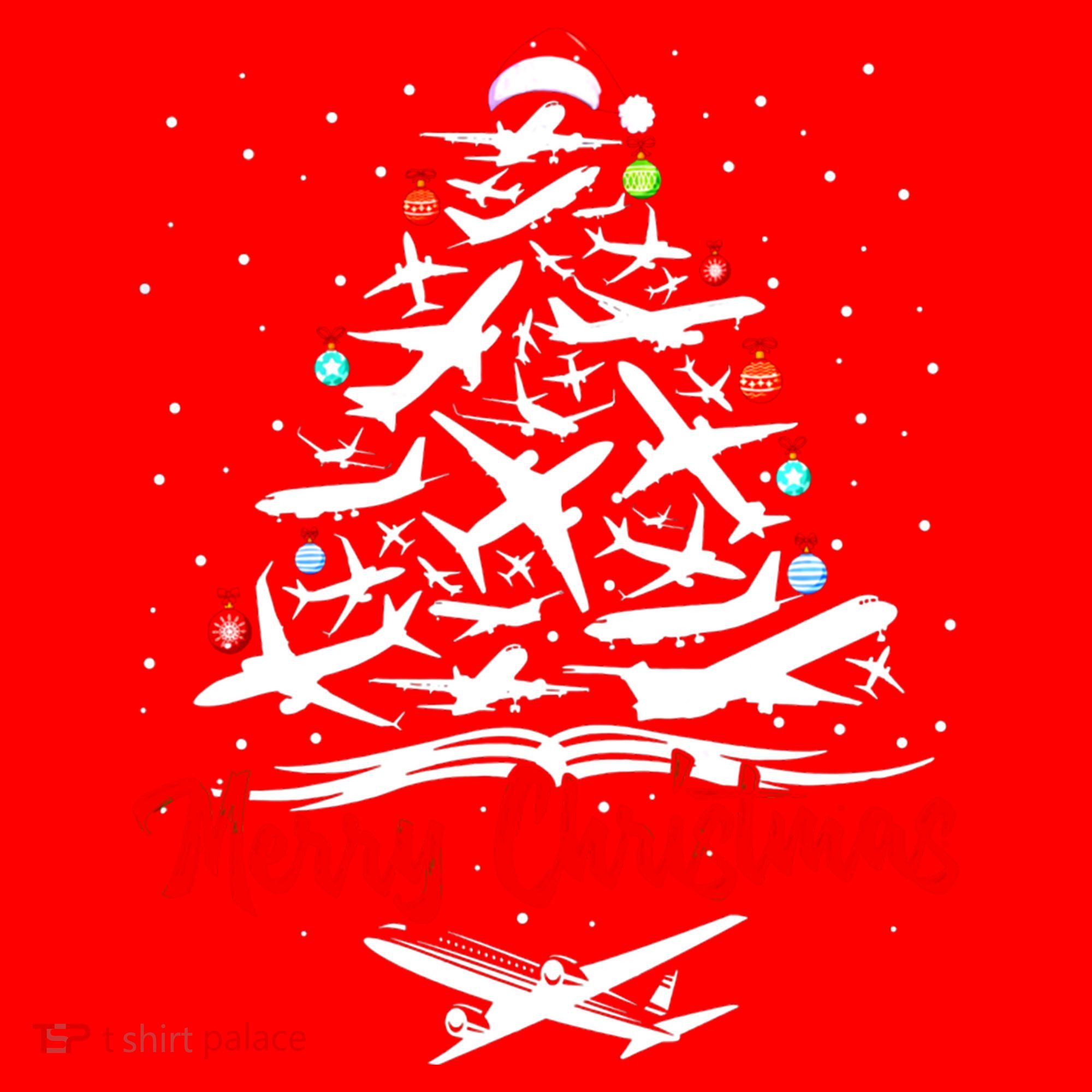 Airplane Christmas Tree Great Funny Gift Santa Hat