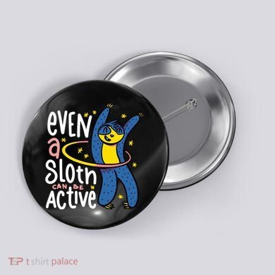 Active Sloth Funny Button