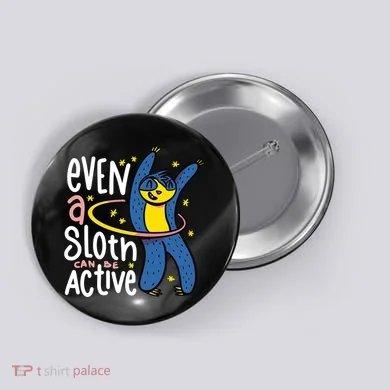 Active Sloth Funny Button