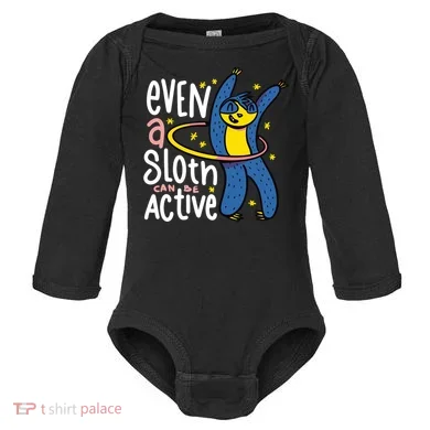 Active Sloth Funny Baby Long Sleeve Bodysuit