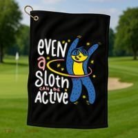 Active Sloth Funny Golf Towel thumb 1