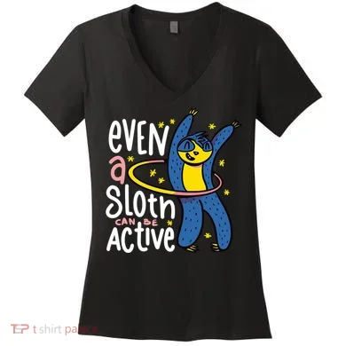 Active Sloth Funny Women's V-Neck T-Shirt