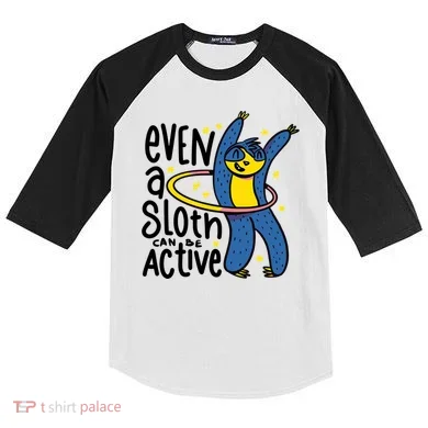 Active Sloth Funny Kids Colorblock Raglan Jersey