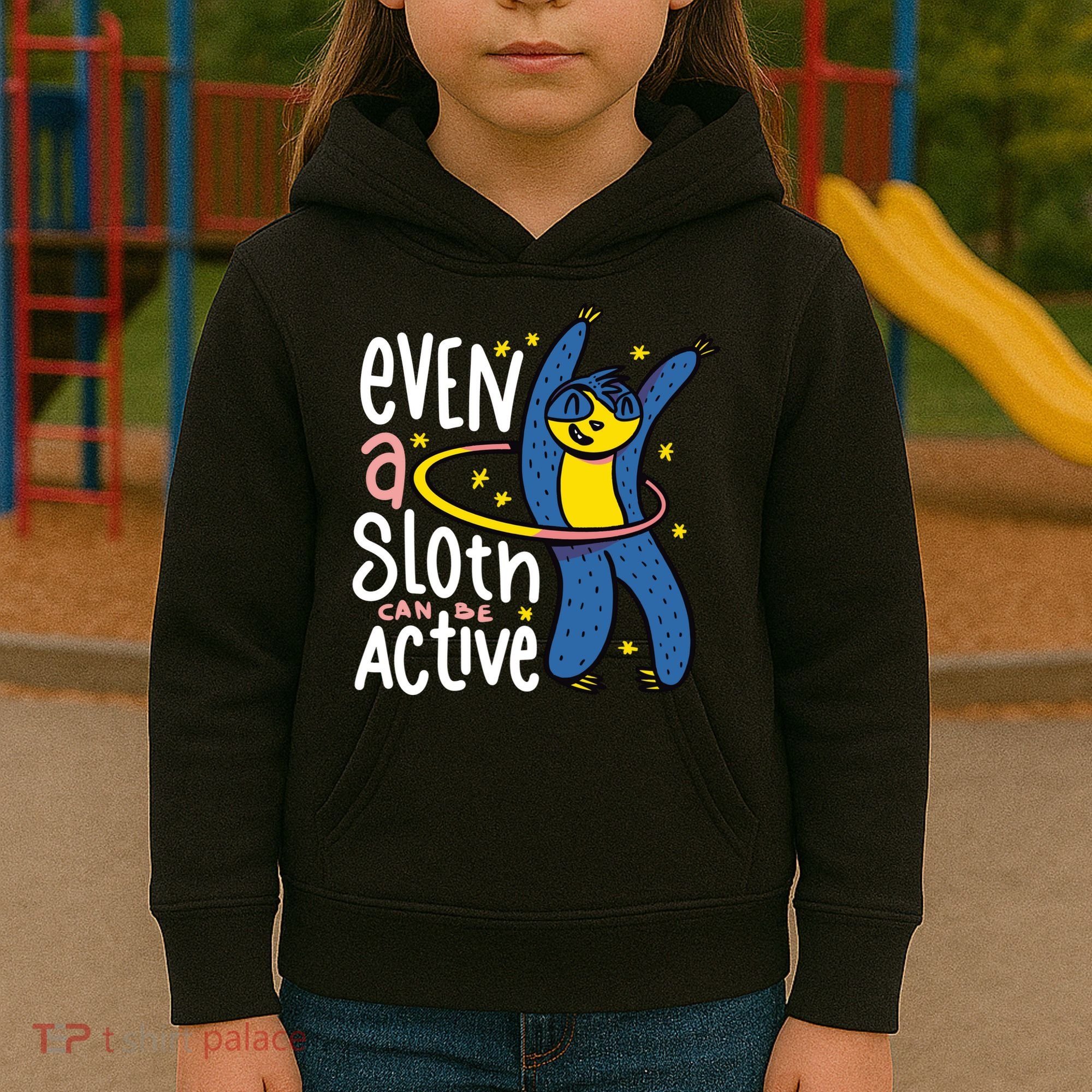 Active Sloth Funny Kids Hoodie