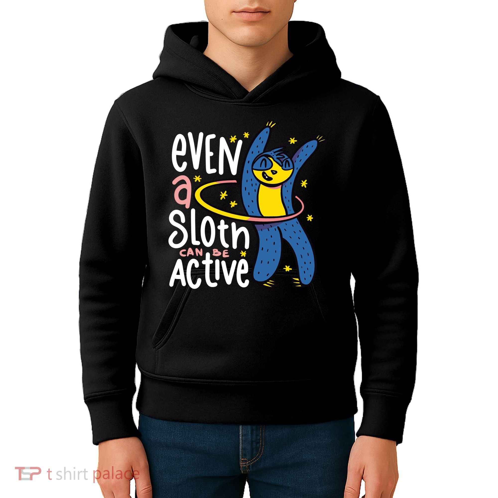 Active Sloth Funny Kids Hoodie