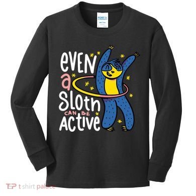 Active Sloth Funny Kids Long Sleeve Shirt