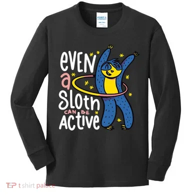 Active Sloth Funny Kids Long Sleeve Shirt