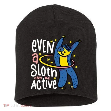 Active Sloth Funny Short Acrylic Beanie