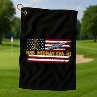 Aircraft Carrier Uss Midway Cva41 Veterans Day FatherS Day Golf Towel thumb 1