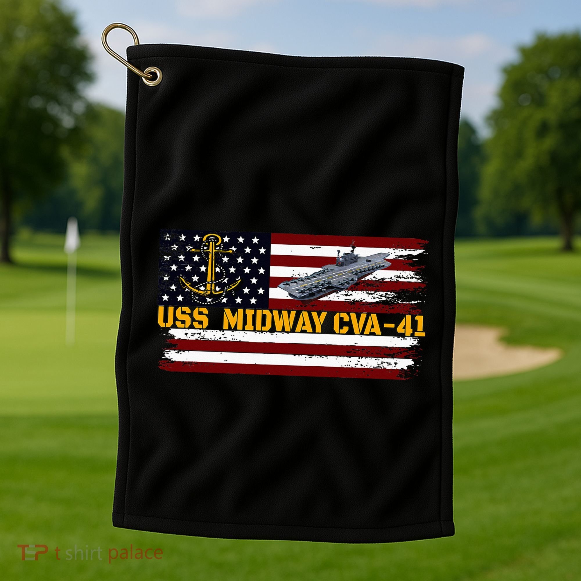 Aircraft Carrier Uss Midway Cva41 Veterans Day FatherS Day Golf Towel