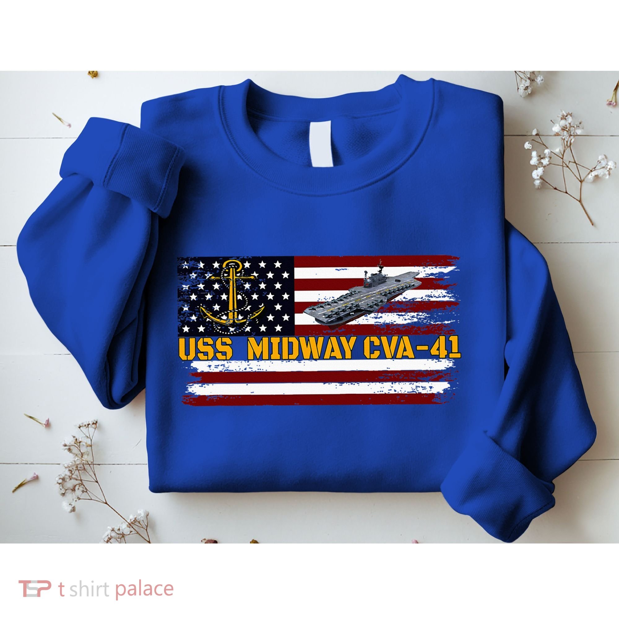 Aircraft Carrier Uss Midway Cva41 Veterans Day FatherS Day Sweatshirt