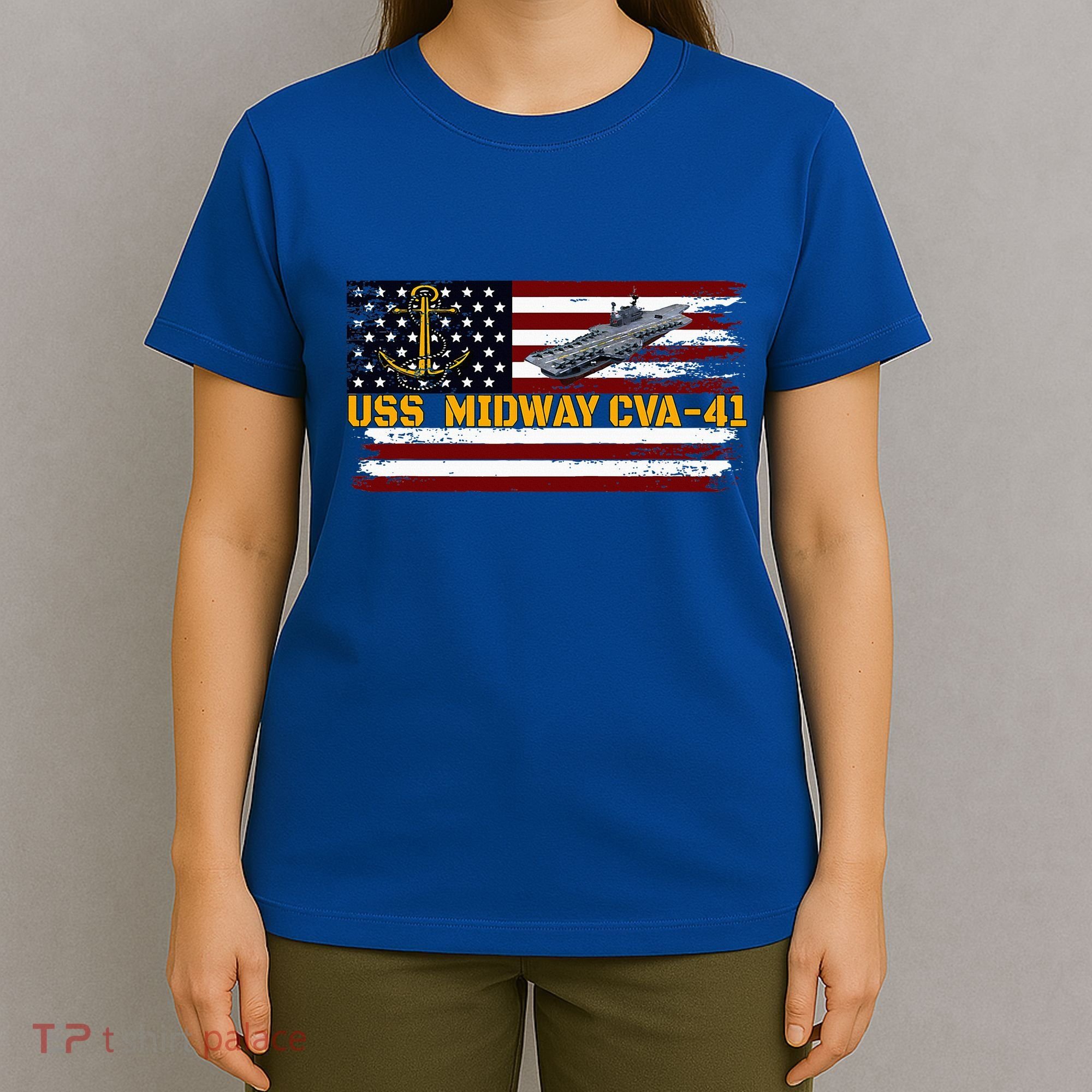 Aircraft Carrier Uss Midway Cva41 Veterans Day FatherS Day T-Shirt