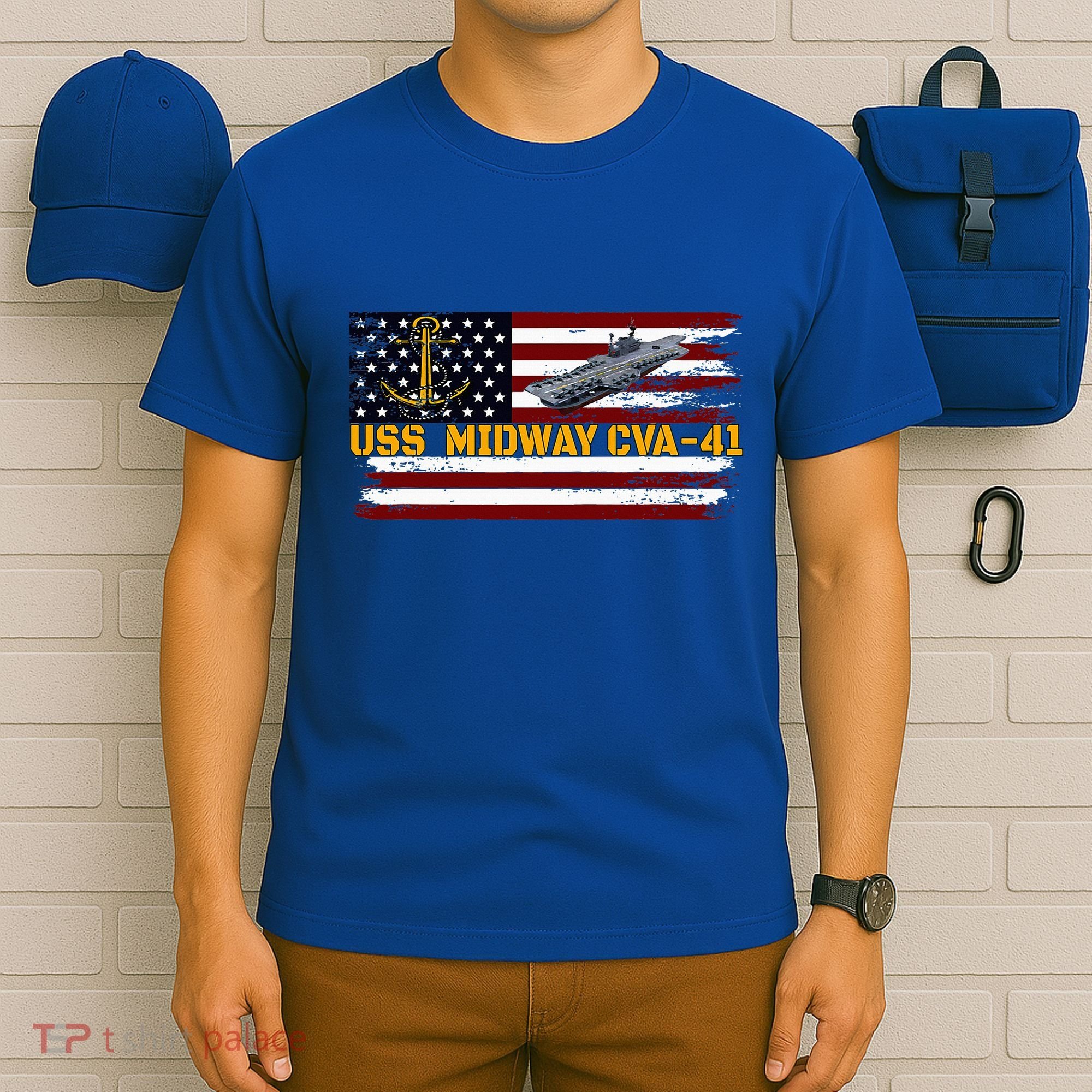 Aircraft Carrier Uss Midway Cva41 Veterans Day FatherS Day T-Shirt