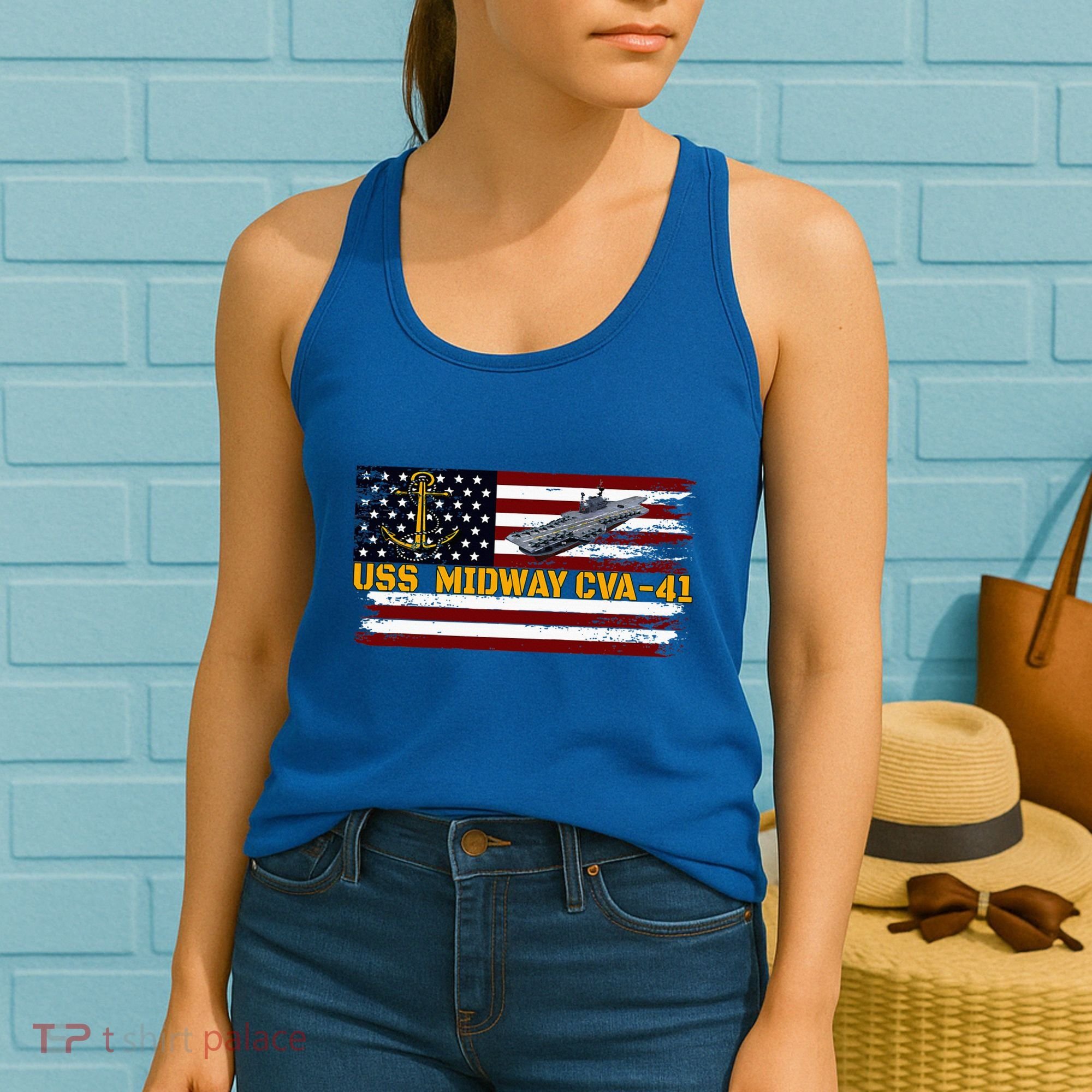 Aircraft Carrier Uss Midway Cva41 Veterans Day FatherS Day Women's Tank Top