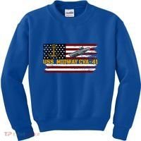 Aircraft Carrier Uss Midway Cva41 Veterans Day FatherS Day Kids Sweatshirt thumb 0